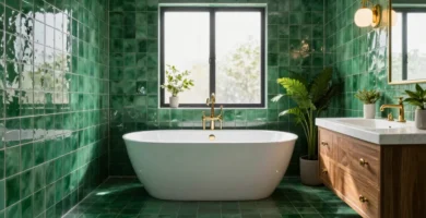 17 Emerald Green Bathroom Tiles Ideas for Luxury Design