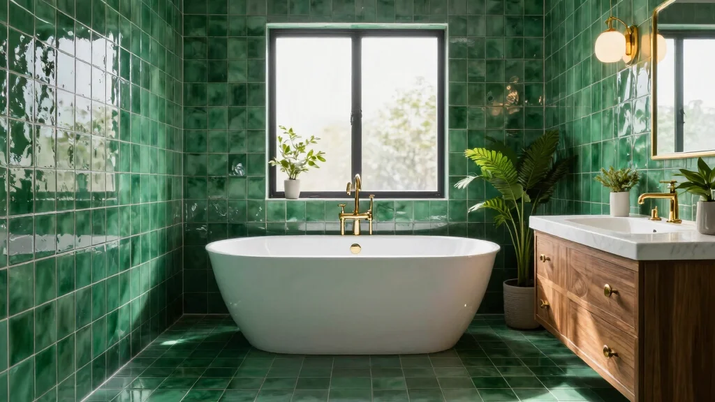 17 Emerald Green Bathroom Tiles Ideas for Luxury Design