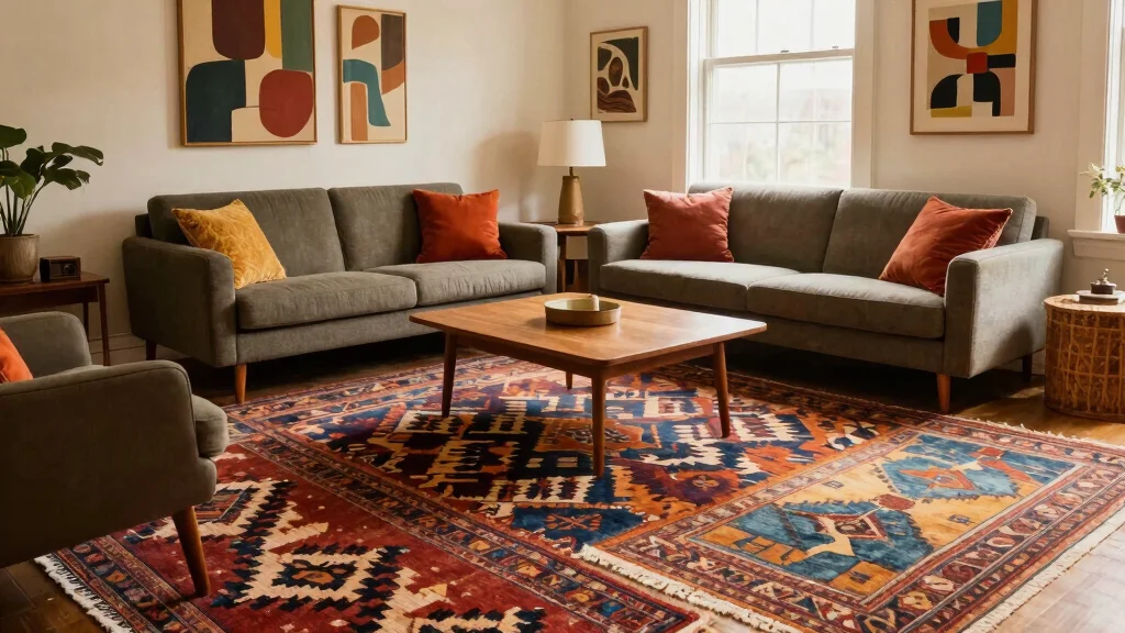 18 Mid Century Area Rugs in Living Room with Retro Appeal