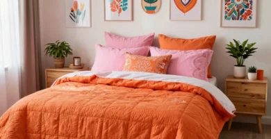 18 Pink and Orange Bedding Ideas for Warm Energetic Rooms
