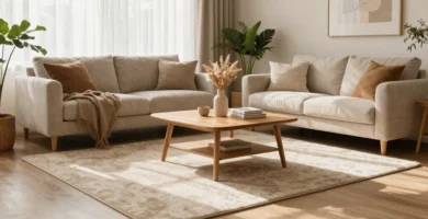 19 Neutral Living Room Area Rugs for Calm Interior Design