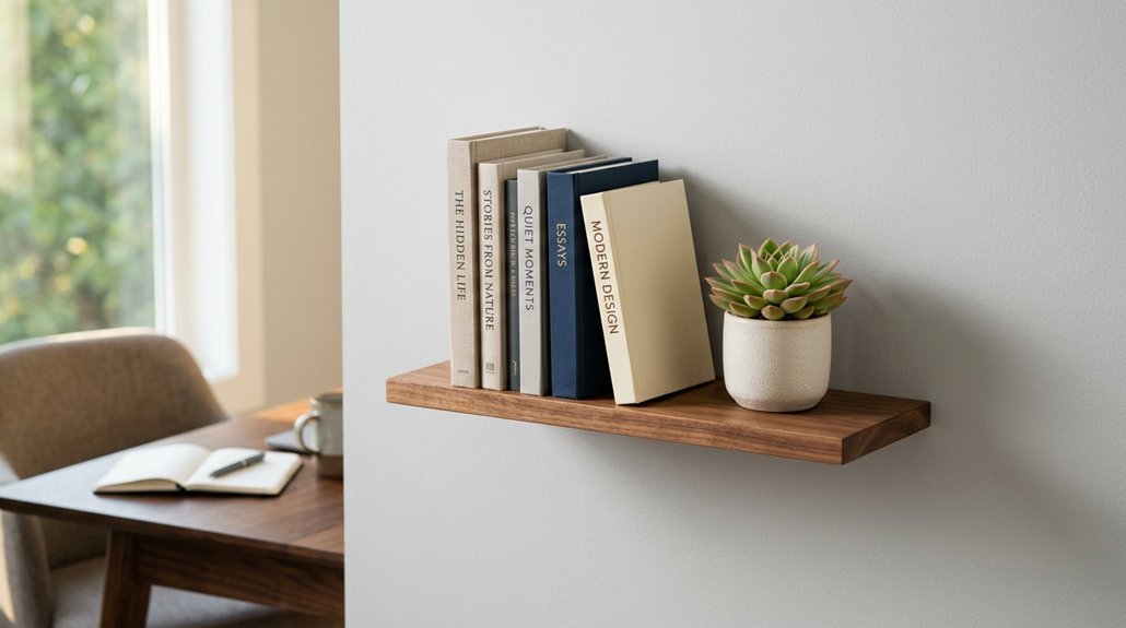 floating bookshelves in three